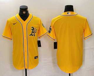 Men%27s Oakland Athletics Blank Yellow Cool Base Stitched Baseball Jersey->philadelphia phillies->MLB Jersey